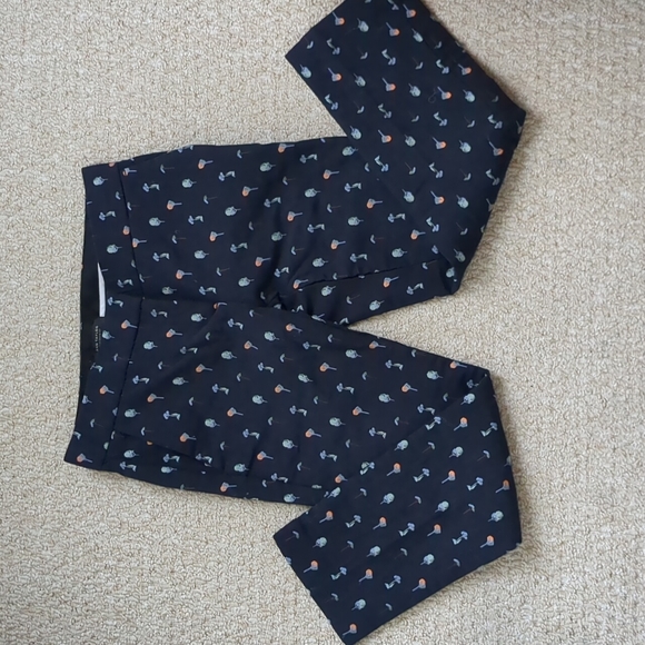 Ann Taylor Devin cut navy embroidered ankle pants, size 2P - Picture 2 of 5